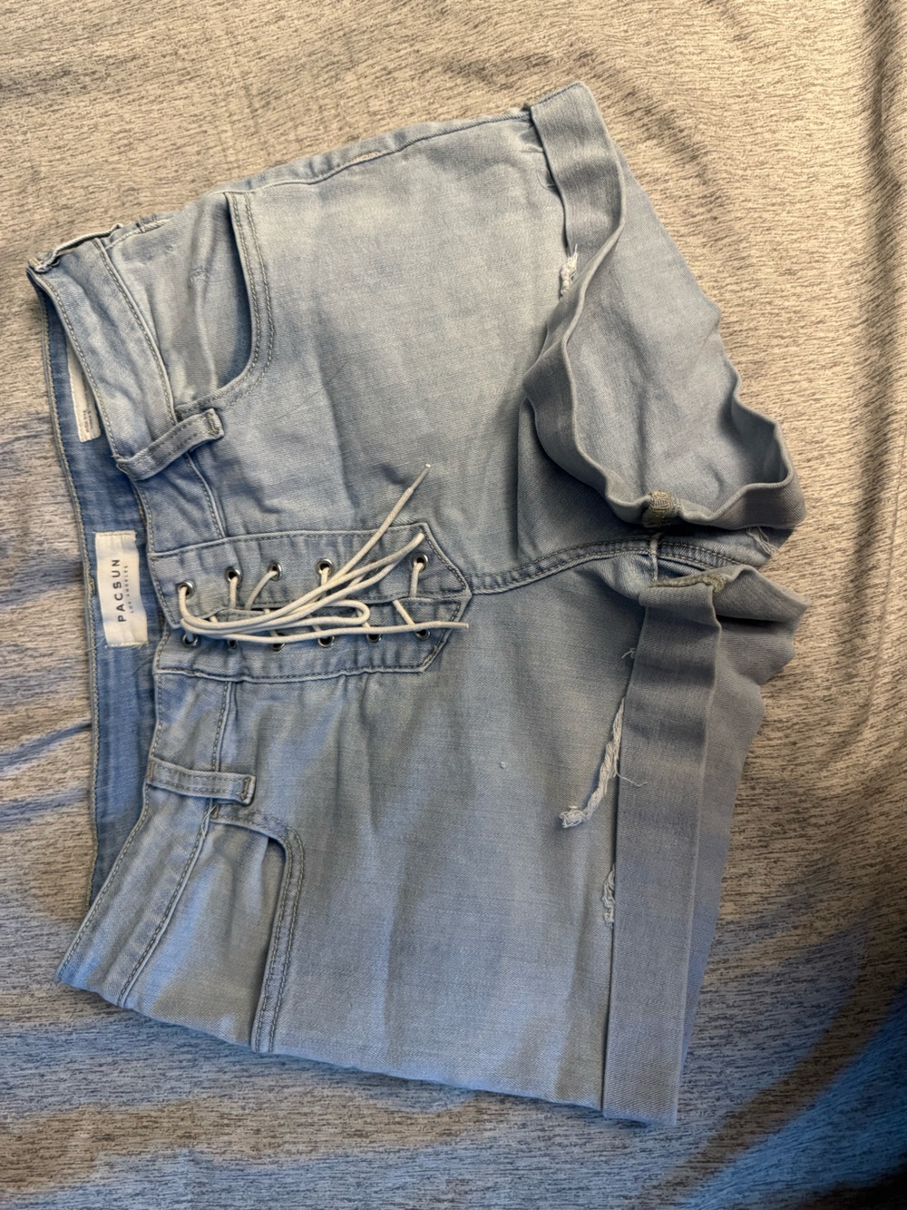 PacSun Light Blue Lace-Up High Rise Women’s Jeans Shorts